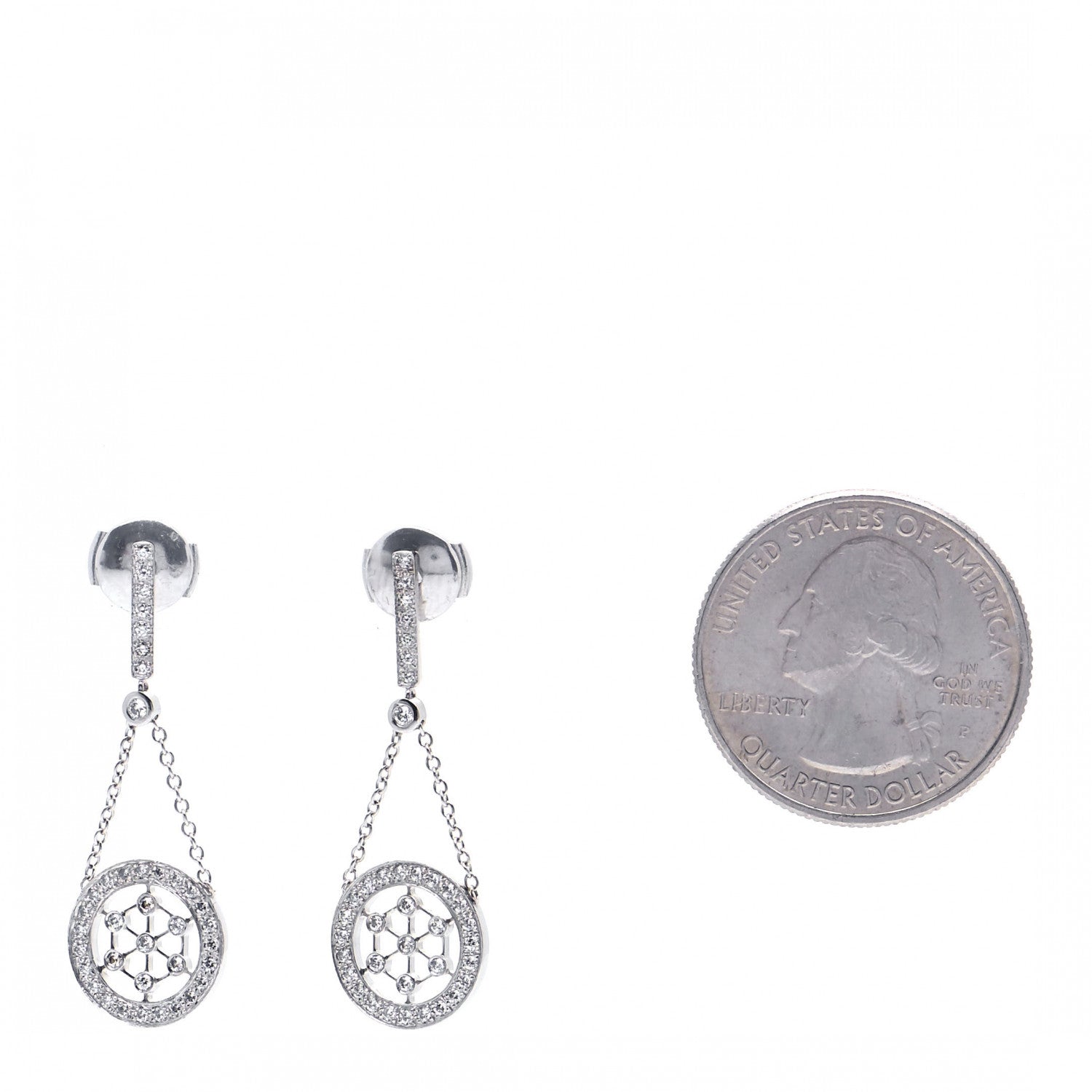 Tiffany Platinum Diamond Voile Drop Earrings 2 of 7