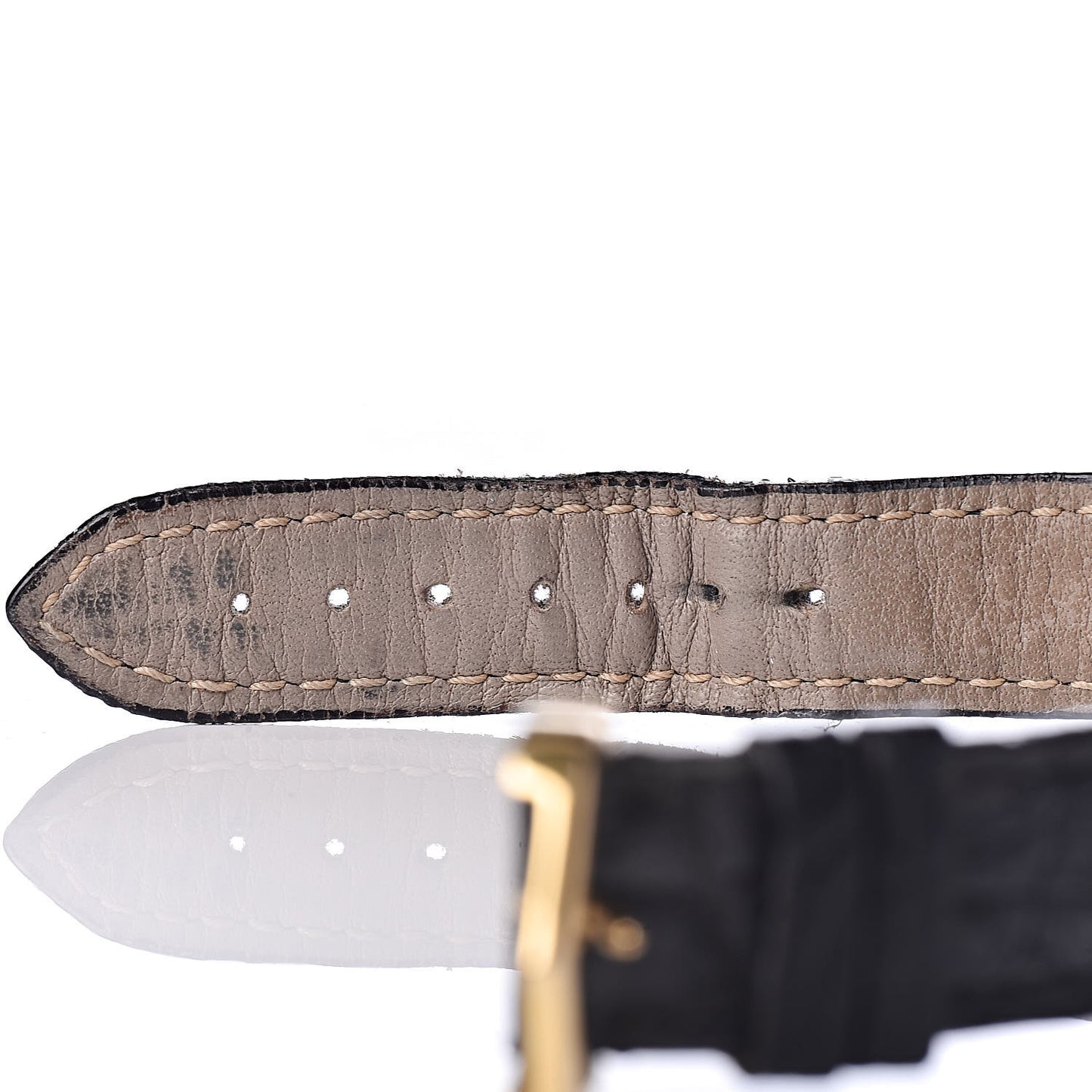 18K Yellow Gold Alligator 20mm Tank Louis Quartz Watch