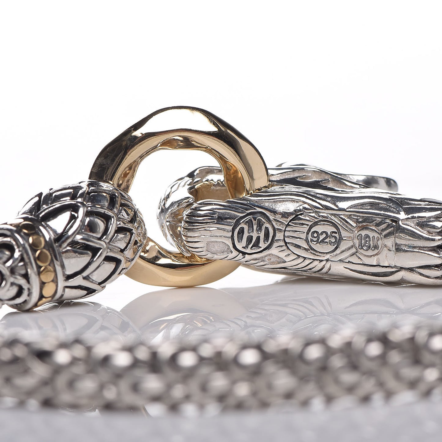 Sterling Silver 18K Yellow Gold 6mm Naga Dragon Bracelet