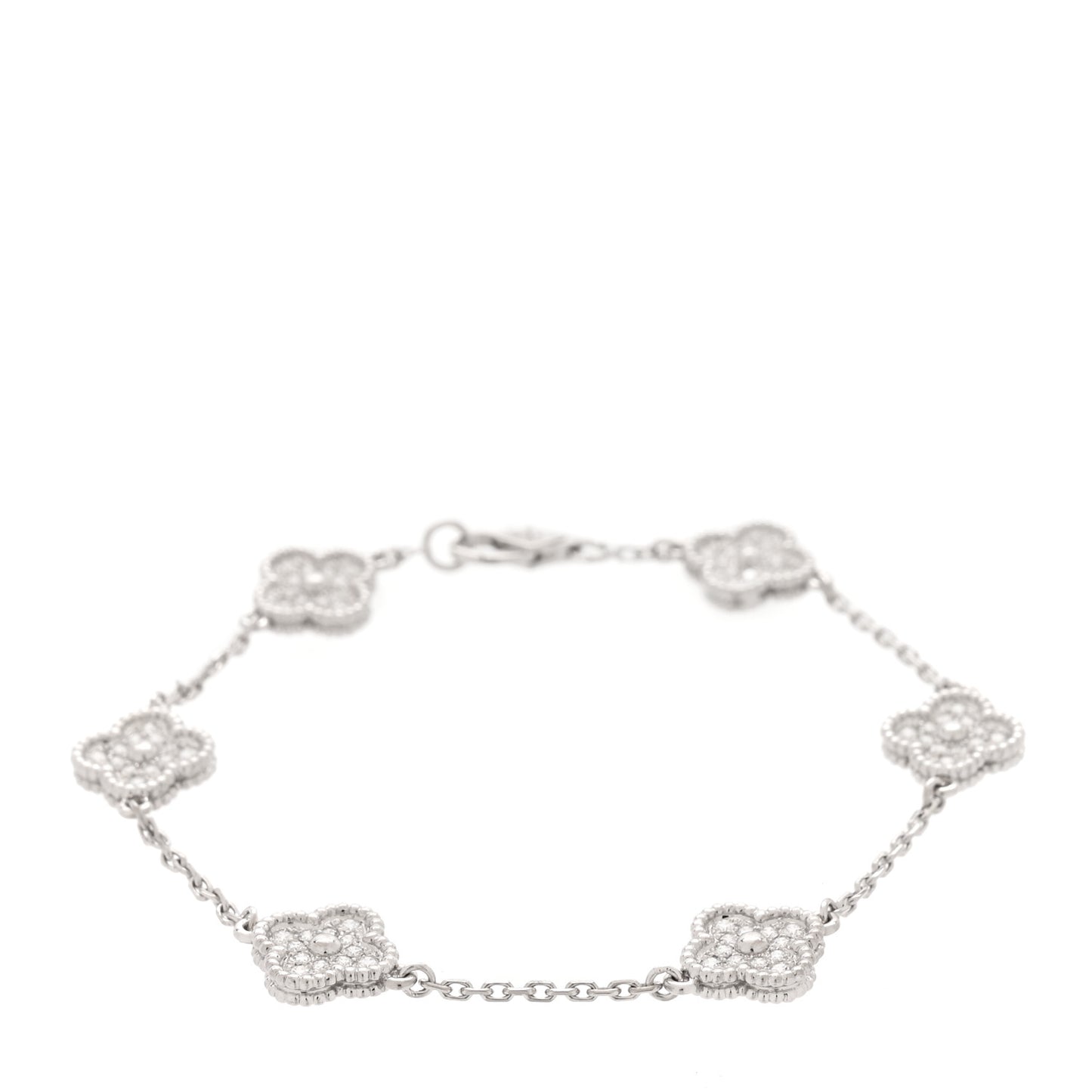 18K White Gold Diamond 6 Motifs Sweet Alhambra Bracelet