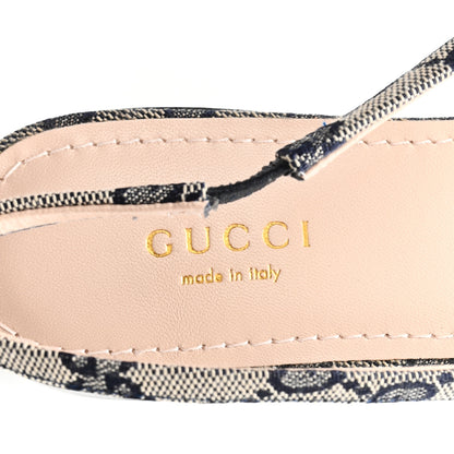 Gucci Monogram Horsebit Womens Slingback Ballet Flat 36 Beige Blue 8 of 11