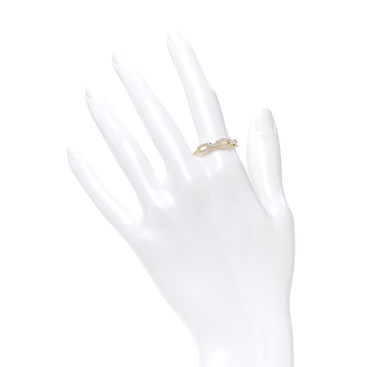 18K Yellow Gold Diamond 4.5mm Stax Single Row Chain Link Ring 55 7.25