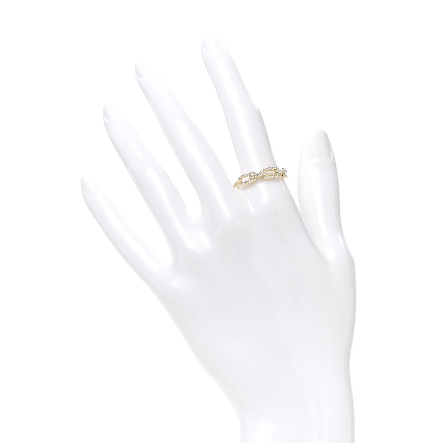 David Yurman 18K Yellow Gold Diamond 4.5mm Stax Single Row Chain Link Ring 55 7.25 2 of 4