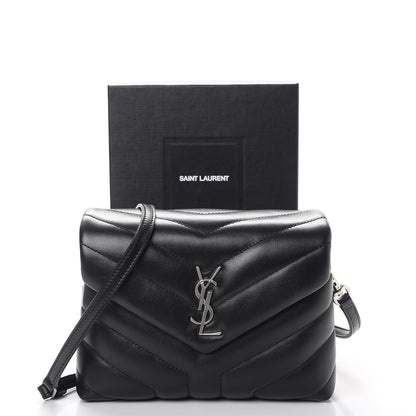Saint Laurent Calfskin Y Quilted Monogram Toy Loulou Crossbody Bag Black 9 of 9