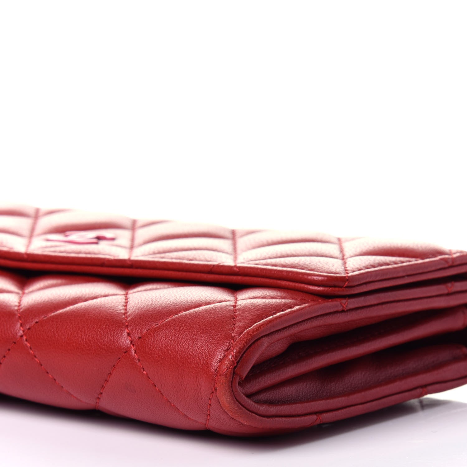 Chanel Lambskin Quilted Large Gusset Flap Wallet Red 9 of 11