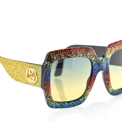 Gucci Square Frame GG0102S Sunglasses Glitter Gold Multi 7 of 8