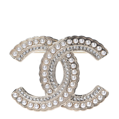 Chanel Pearl Crystal Queen of France CC Brooch Gold 1 of 3