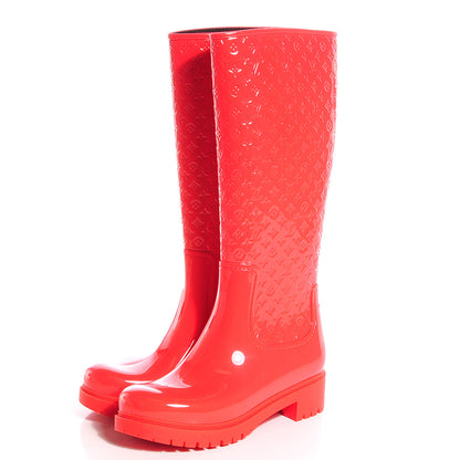 Louis Vuitton Rubber Embossed Monogram Splash Rain Boots 36 Coral 3 of 7