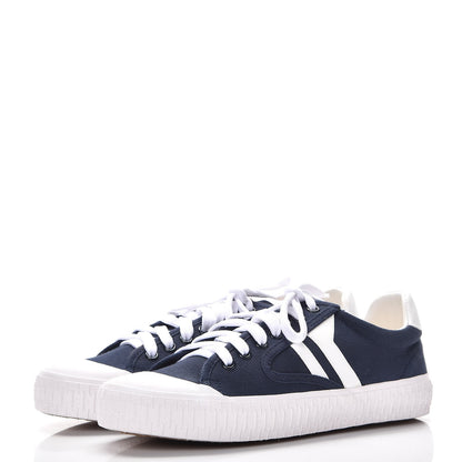Celine Canvas Plimsole Sneakers 37 Navy White 4 of 10