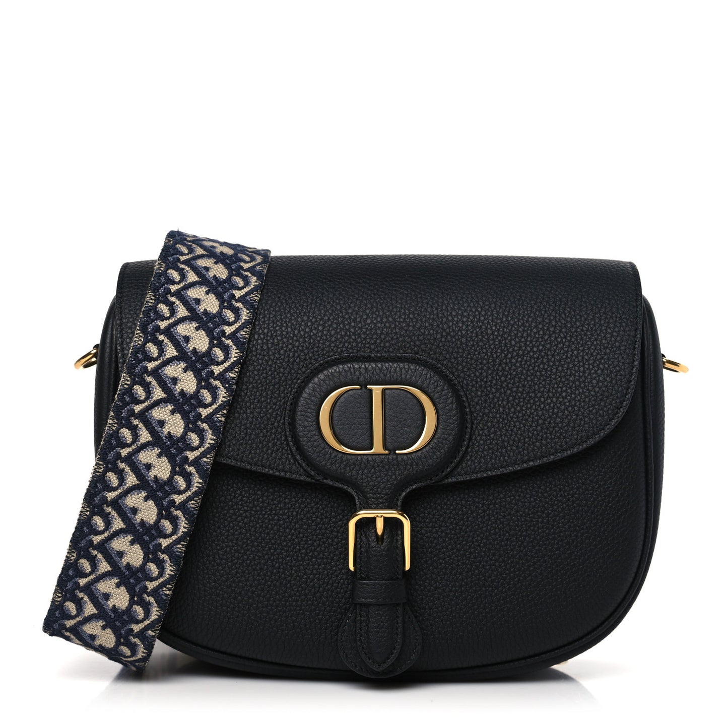 Grained Calfskin Large Bobby Flap Black