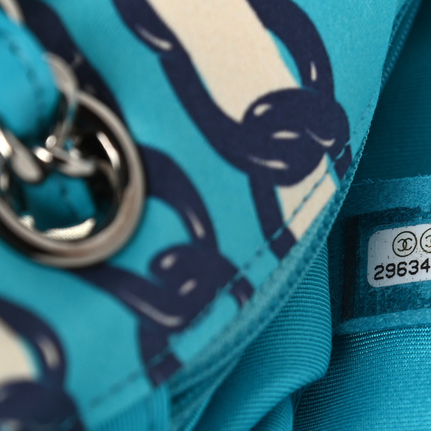 Chanel Silk Chain Printed Medium Single Flap Blue 9 of 9