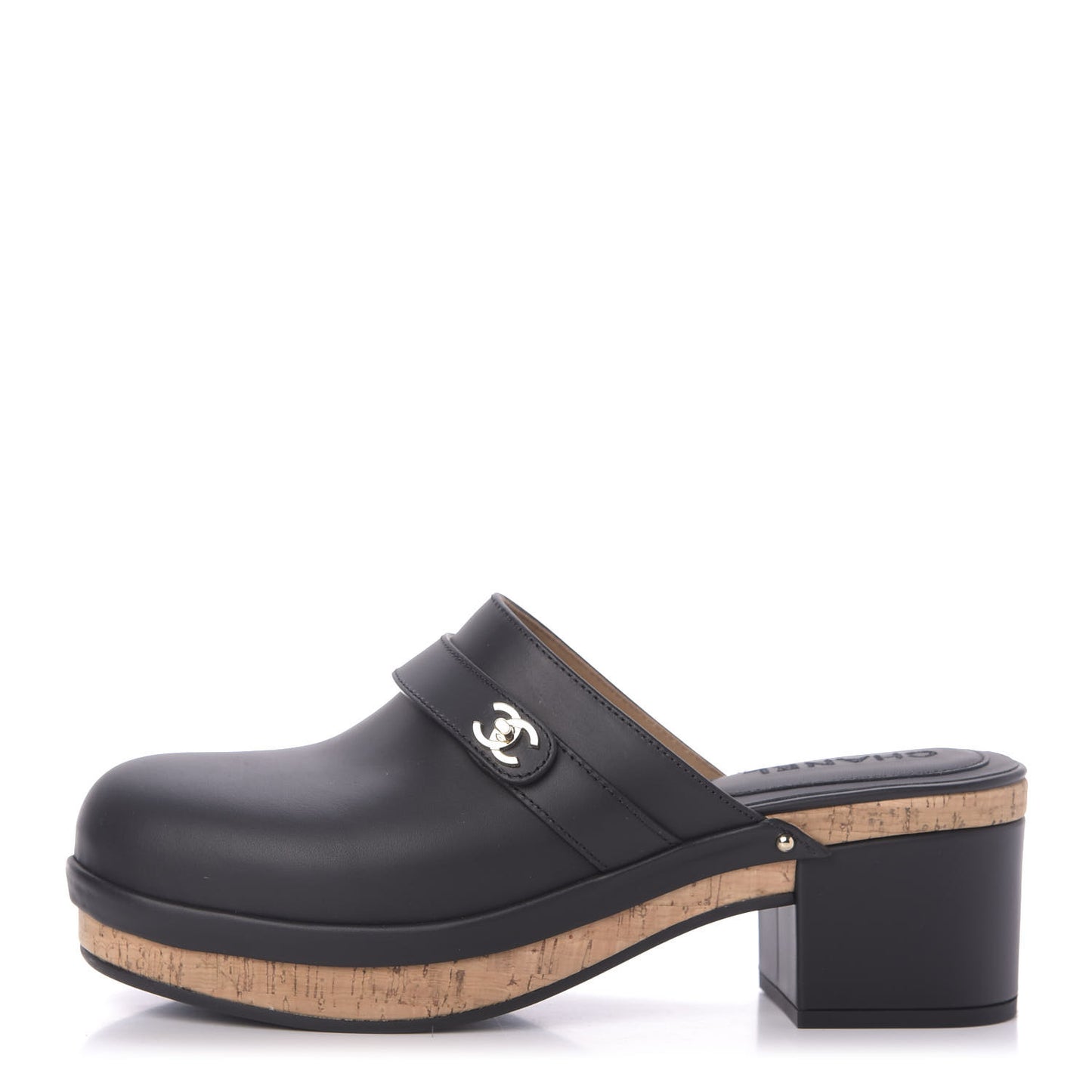 Calfskin CC Turn Lock Clogs 42 Black