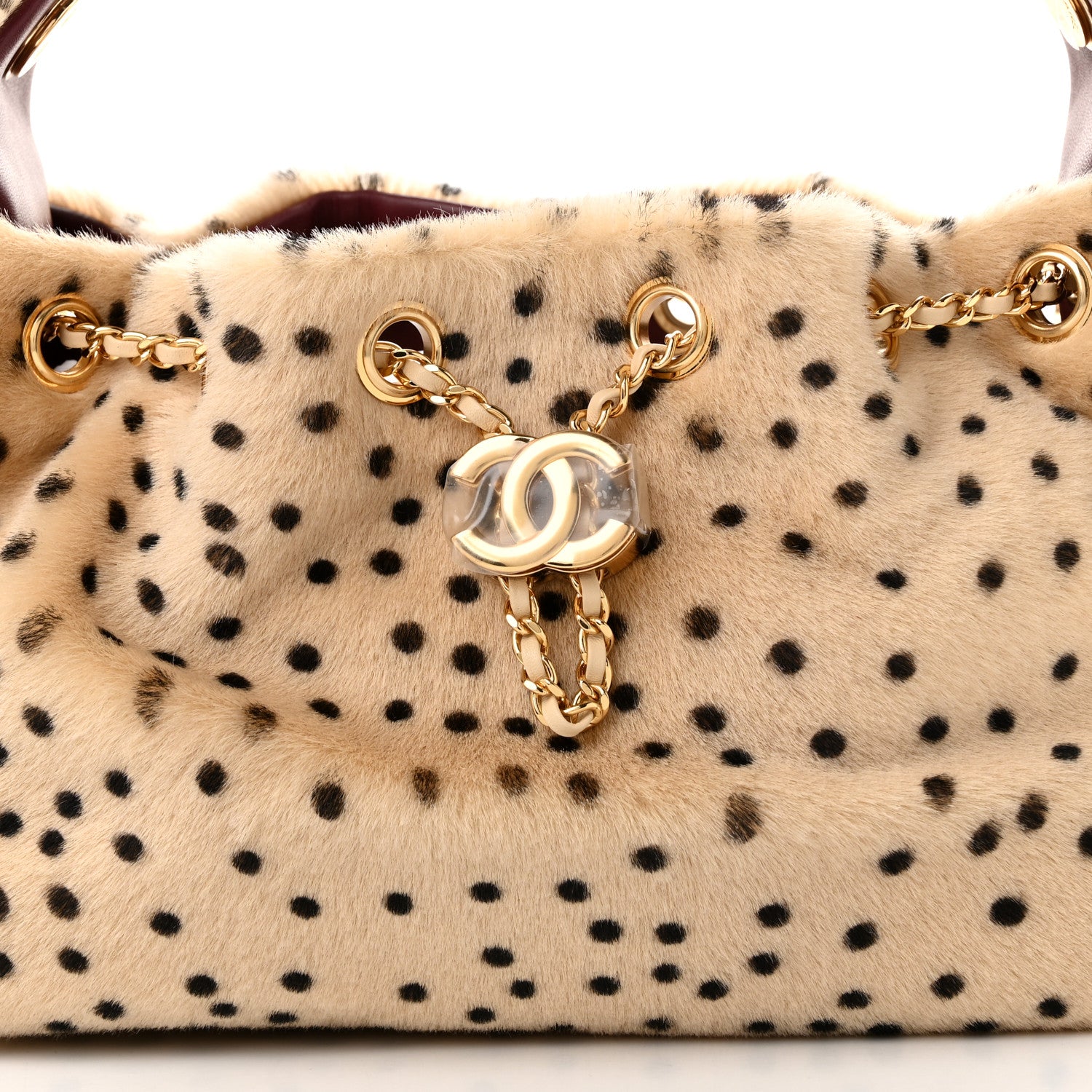 Chanel Pony Hair Mini Chanel 25 Handbag Beige Black 7 of 10