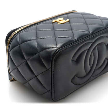 Chanel Lambskin Enamel Pearl Quilted Small Charm Me Vanity Case With Chain Black 9 of 10
