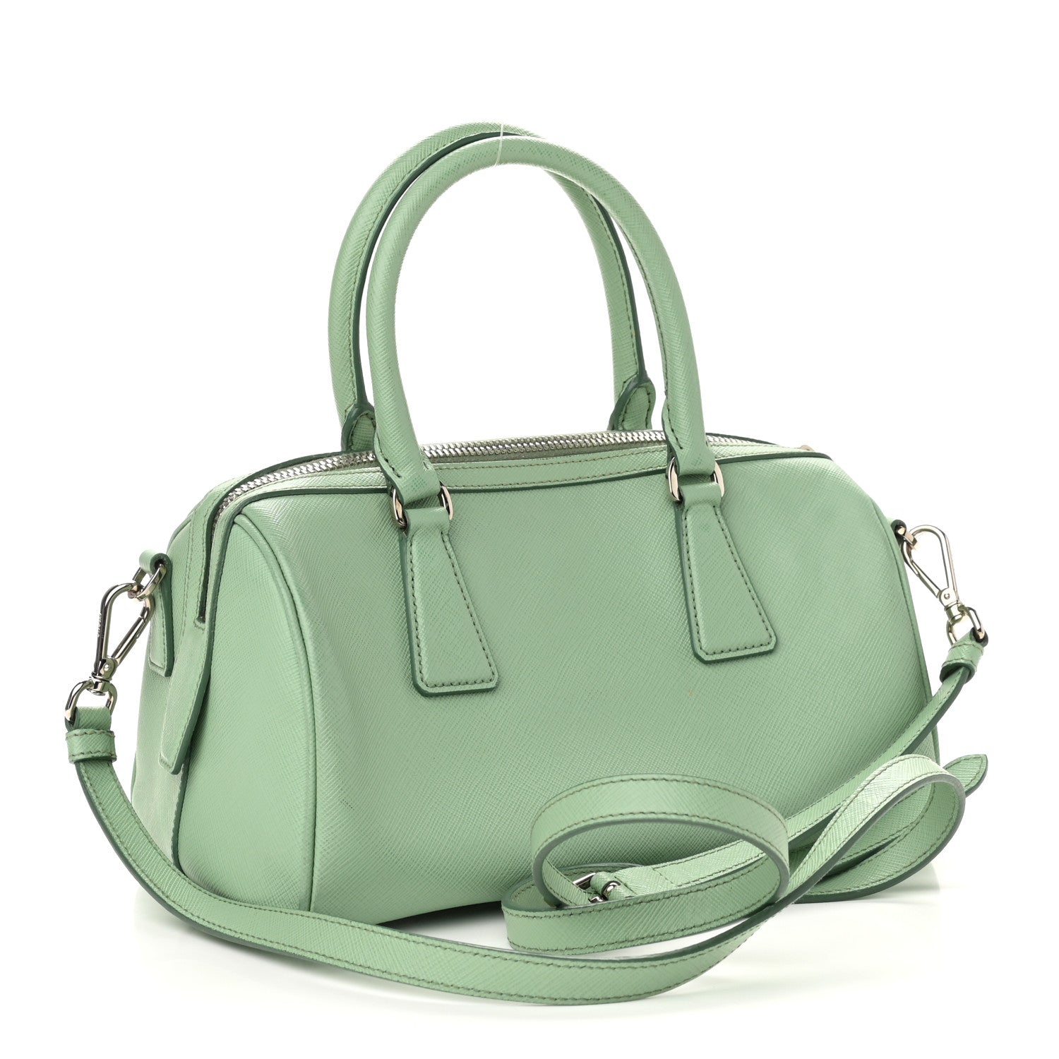 Prada Saffiano Lux Top Handle Crossbody Bag Acquamarina 3 of 9