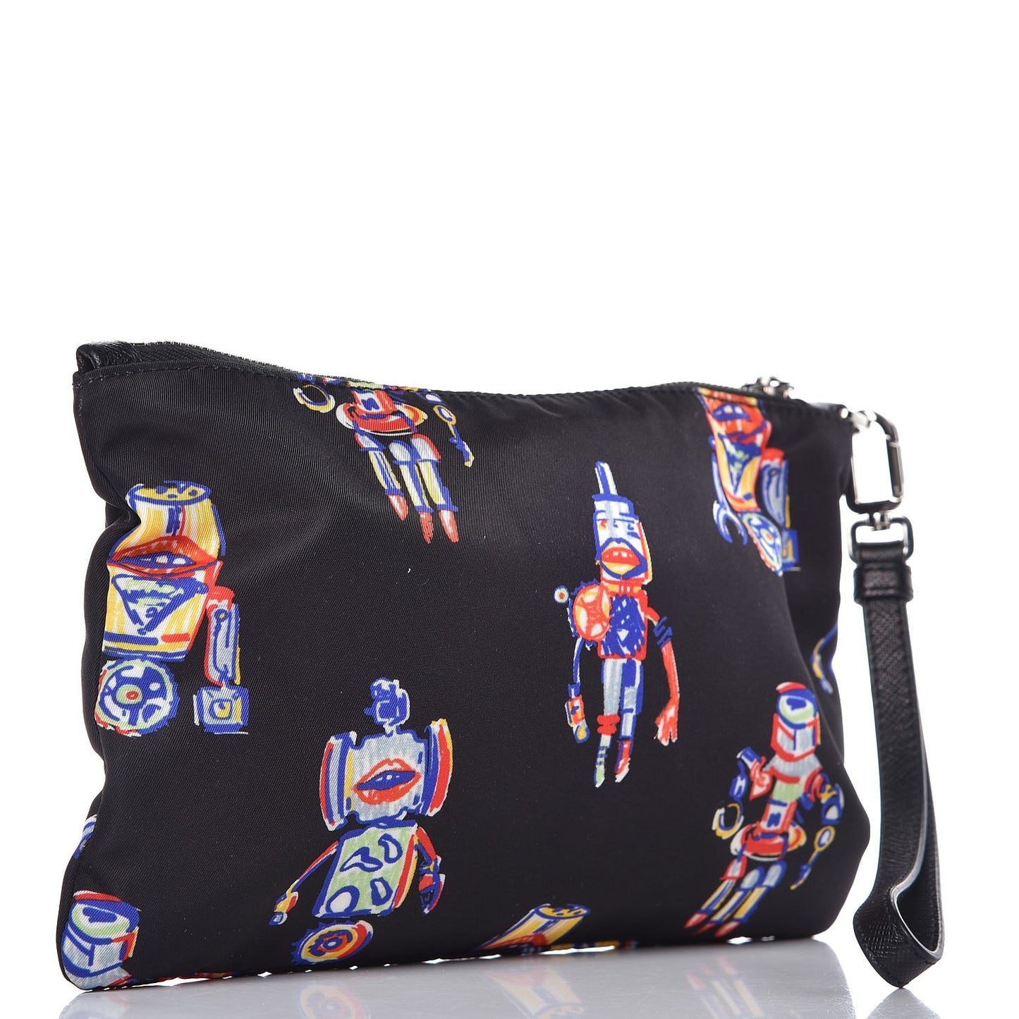 Tessuto Nylon Robot Wristlet Pouch Black