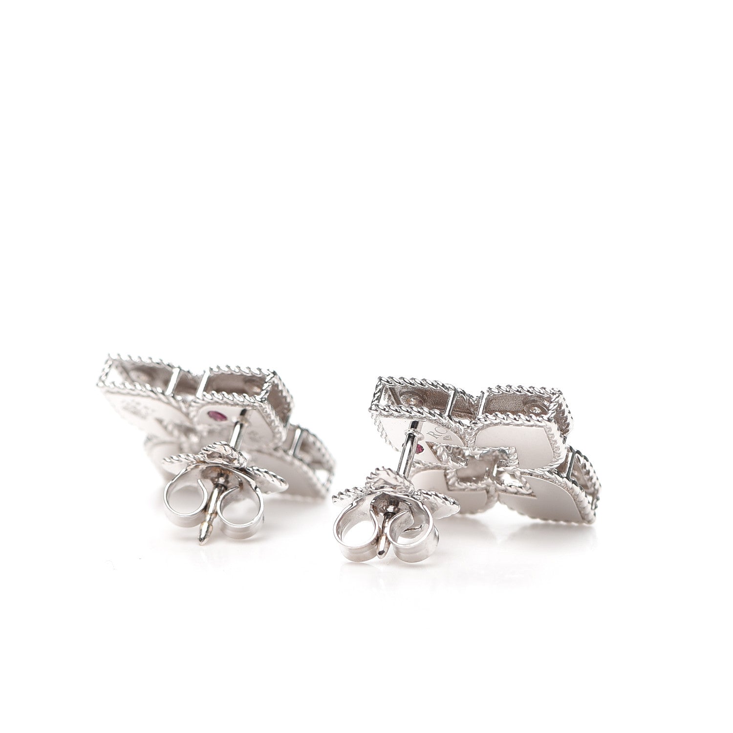 Roberto Coin 18K White Gold Diamond Venetian Princess Stud Earrings 3 of 4
