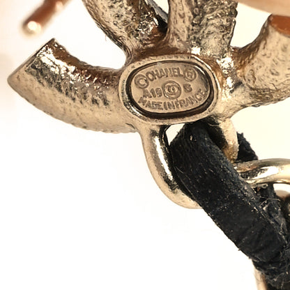 Chanel Lambskin Chain Crystal Pearl CC Drop Earrings Gold 4 of 5
