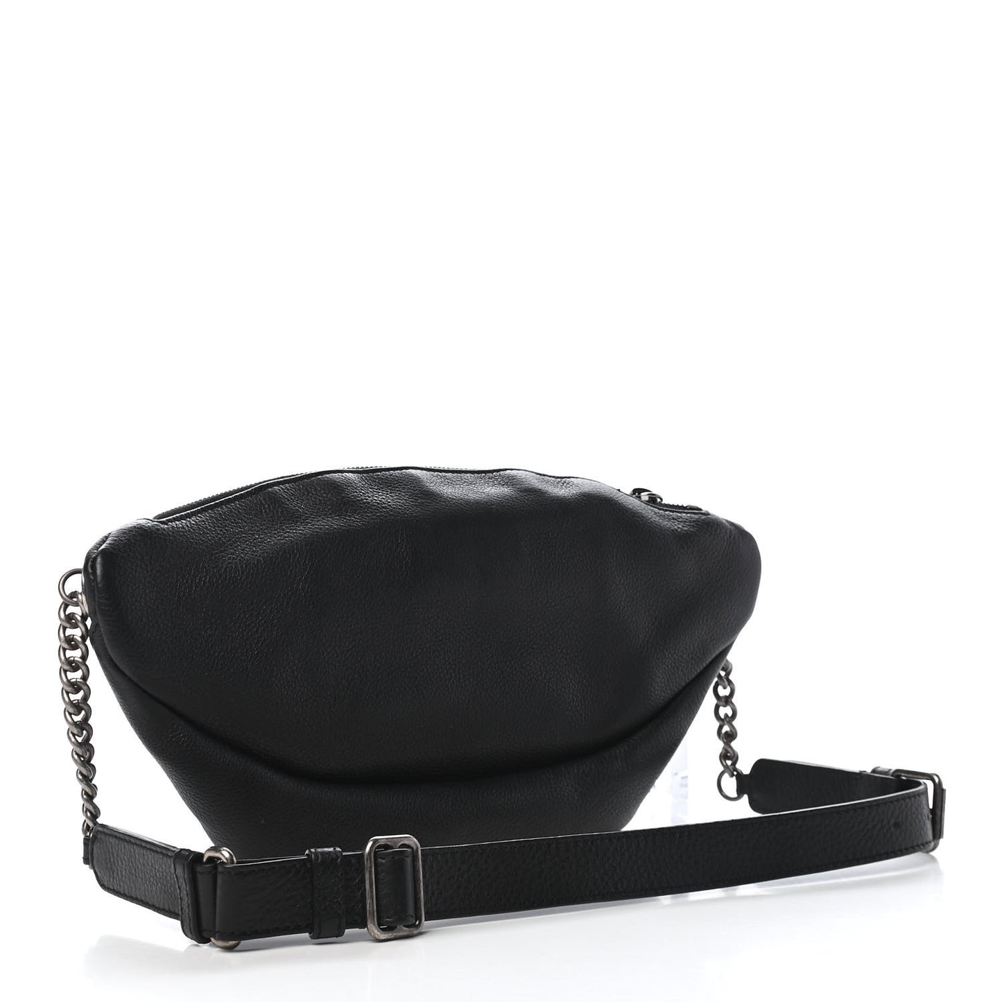Grained Calfskin Quilted Casual Rock Waist Bag Fanny Pack Black