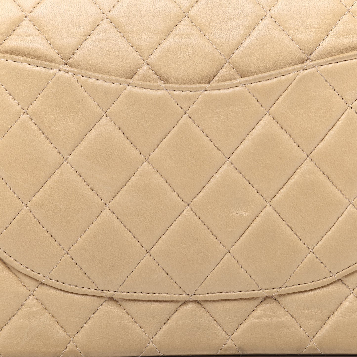 Lambskin Quilted Medium Double Flap Beige