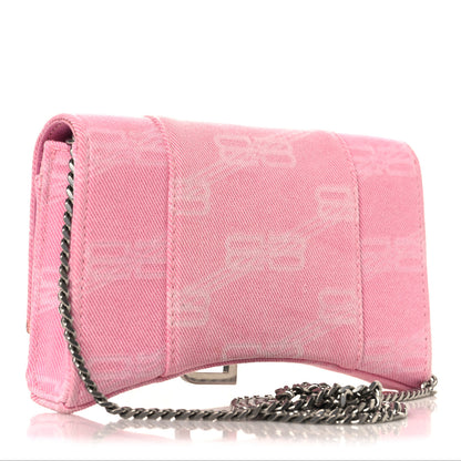 Balenciaga Denim XS Hourglass Wallet On Chain Pink 3 of 9