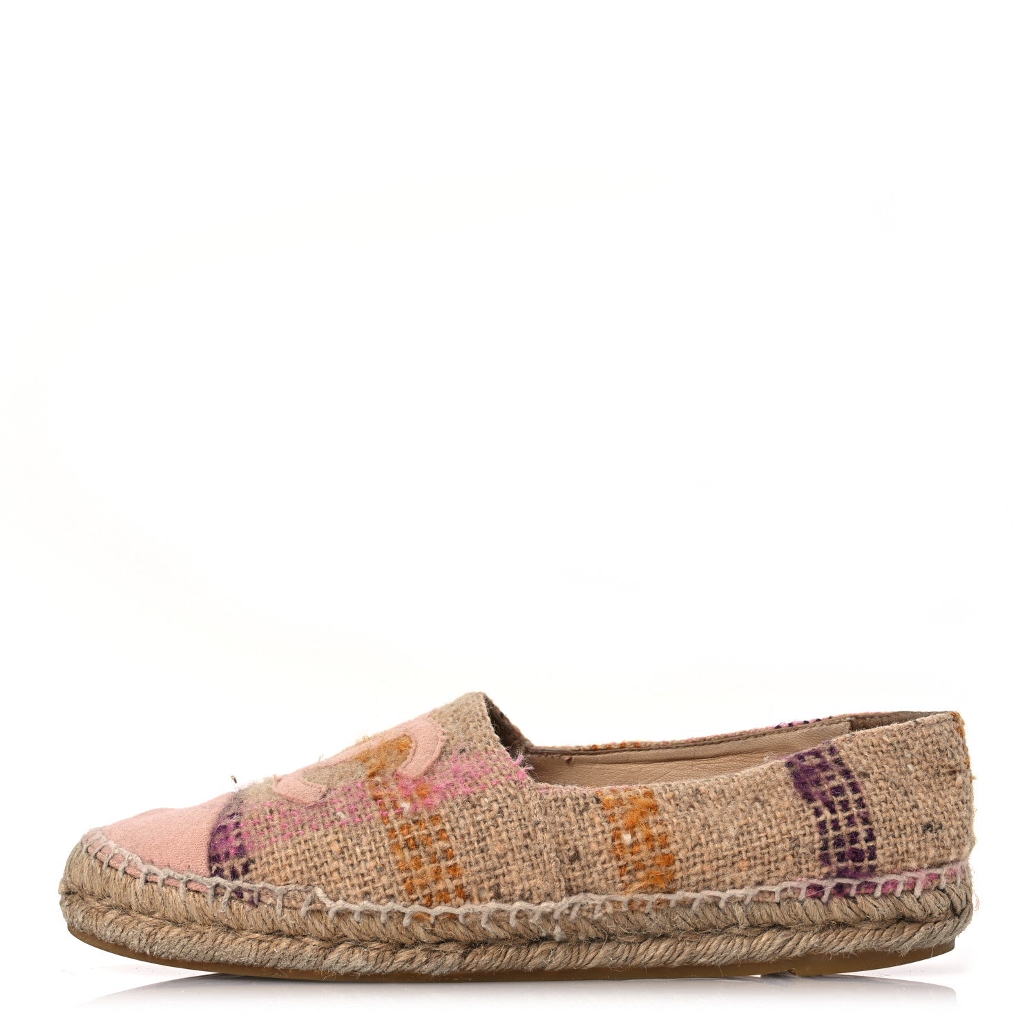 Chanel Tweed CC Espadrilles 37 Beige Pink Peach 1 of 19