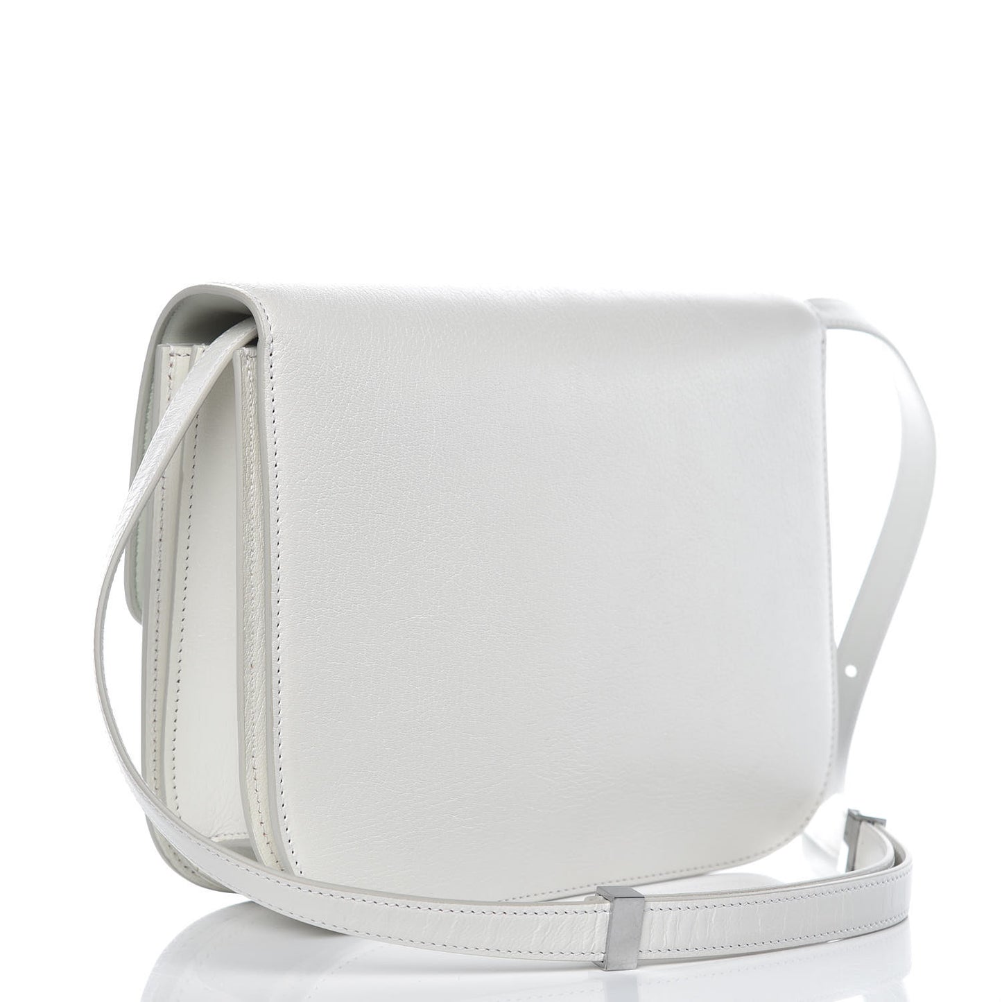 Goatskin Medium Classic Box Flap Bag White
