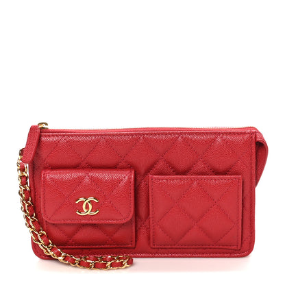 Chanel Caviar Quilted Polly Pocket Pouch Red 1 of 9