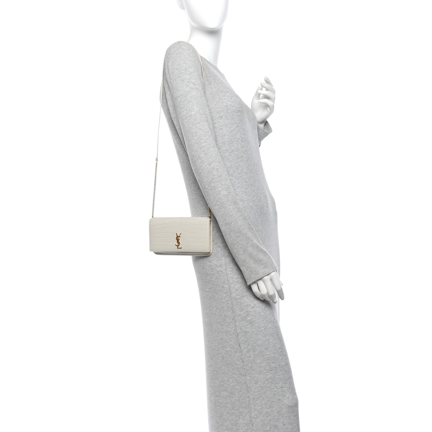 Crocodile Embossed Monogram Phone Holder Crossbody Crema Soft