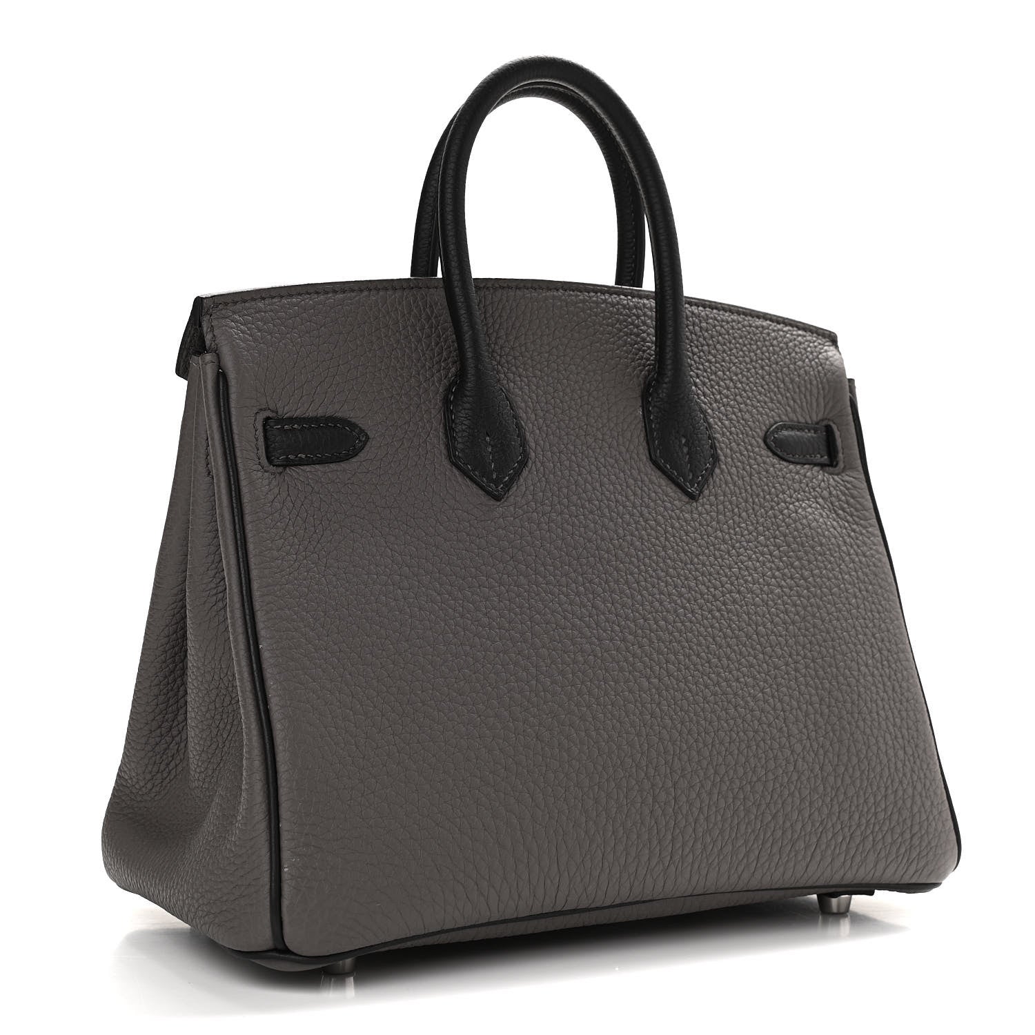 Hermes Togo Horseshoe Birkin 25 Etain Black 3 of 11