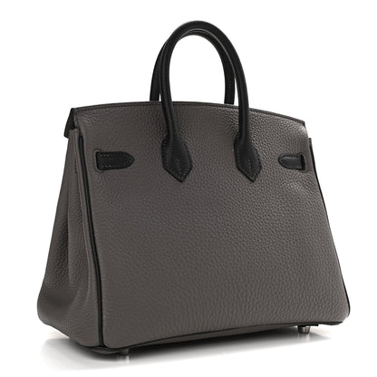 Hermes Togo Horseshoe Birkin 25 Etain Black 3 of 11