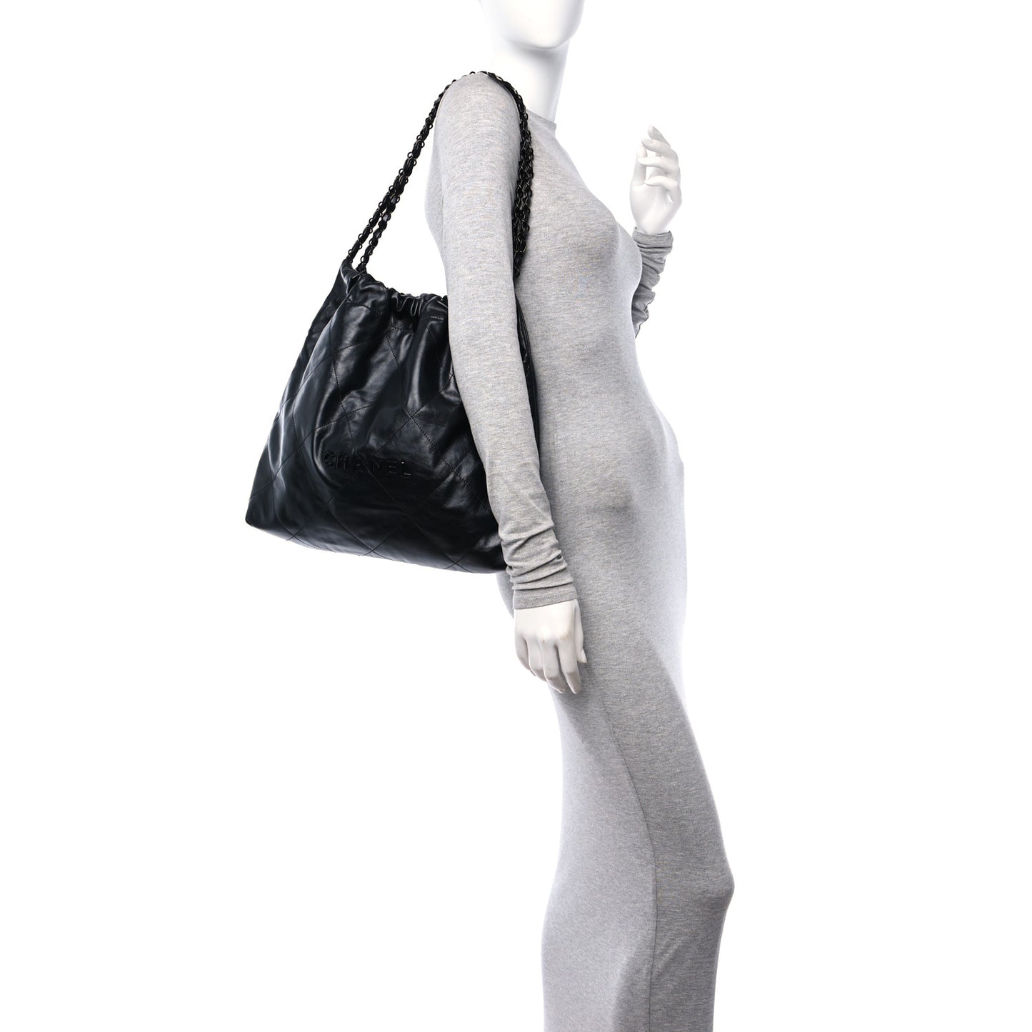 Shiny Calfskin Quilted Chanel 22 So Black