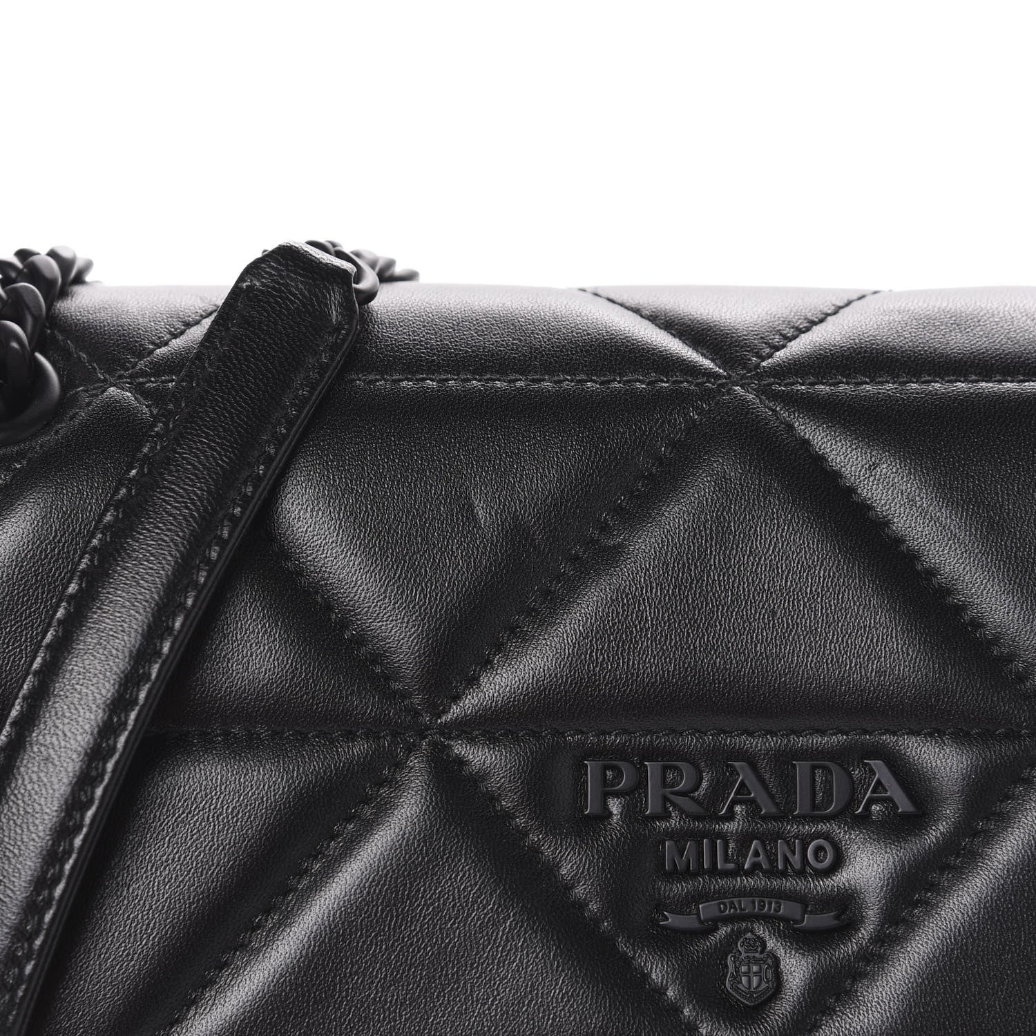 Prada Nappa Triangle Stitched Large Spectrum Bag Black 7 of 10