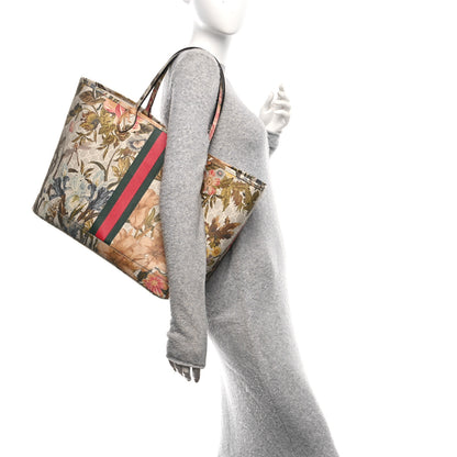 Gucci GG Supreme Monogram Water Flora Web Large Ophidia Tote Beige White Multicolor 2 of 12