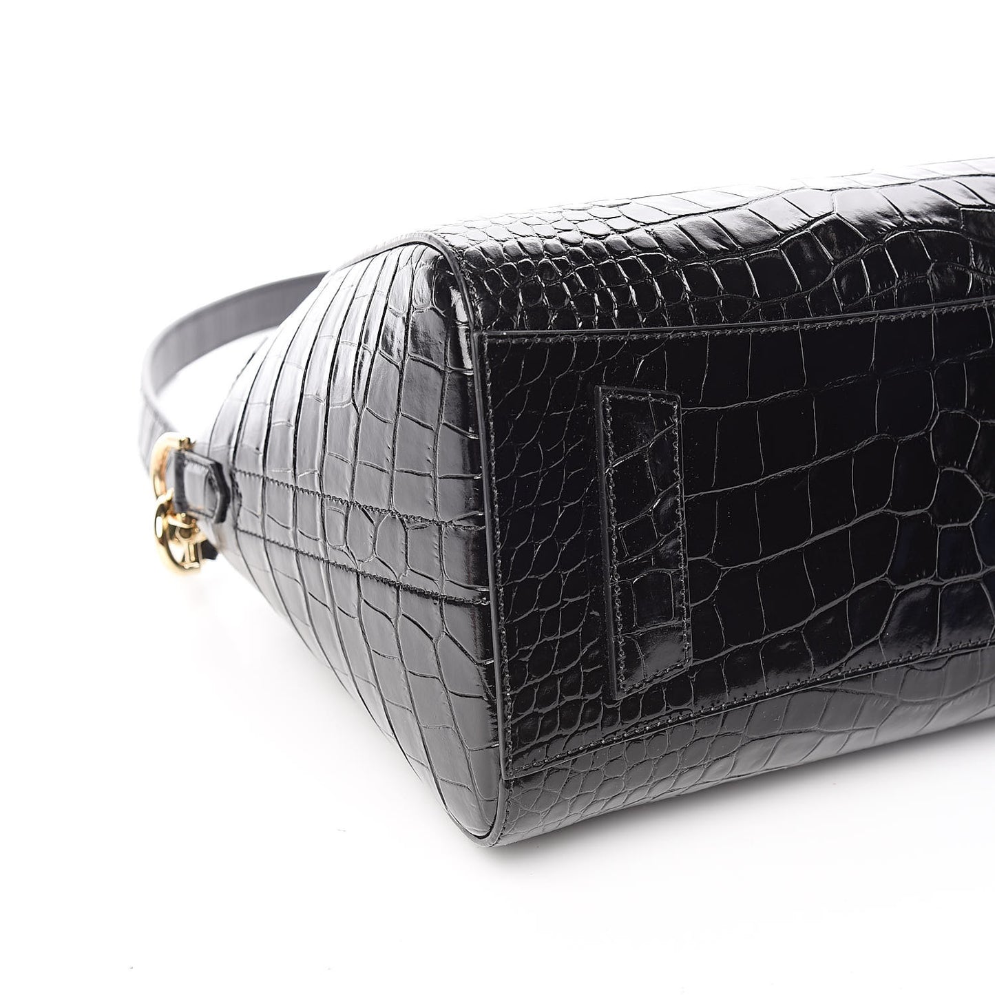 Calfskin Crocodile Embossed Small Antigona Black