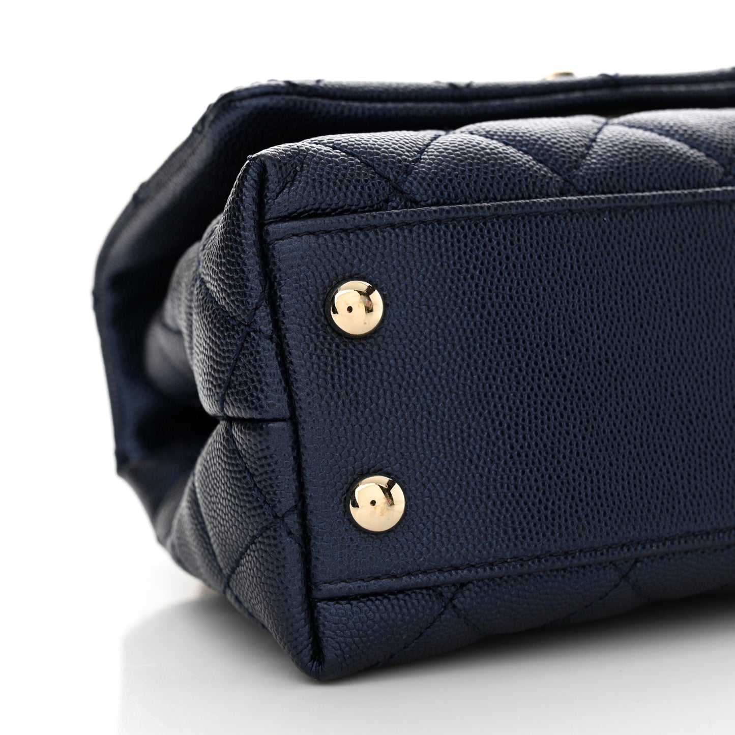 Metallic Caviar Quilted Extra Mini Coco Handle Flap Dark Blue