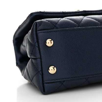 Chanel Metallic Caviar Quilted Extra Mini Coco Handle Flap Dark Blue 9 of 10
