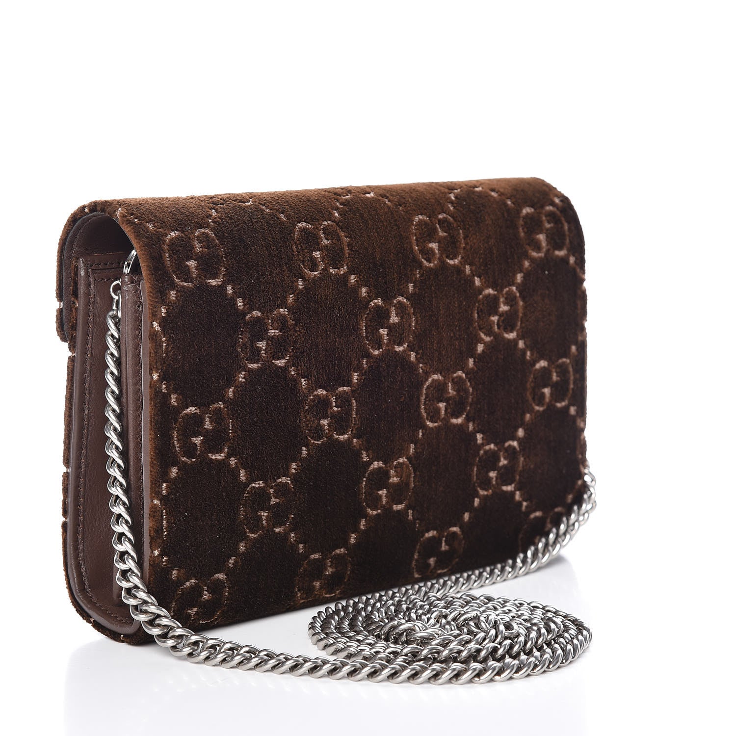 Gucci Velvet GG Monogram Mini Dionysus Chain Wallet Brown 3 of 10