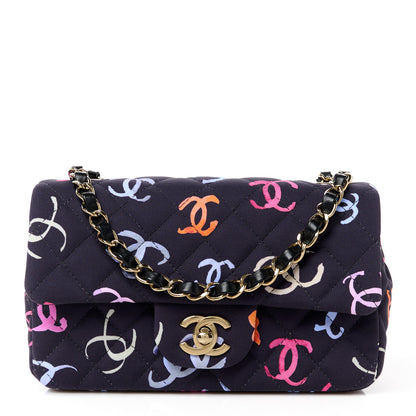 Chanel Printed Fabric Quilted Mini Rectangular Flap Black Pink Blue Yellow Orange 1 of 14