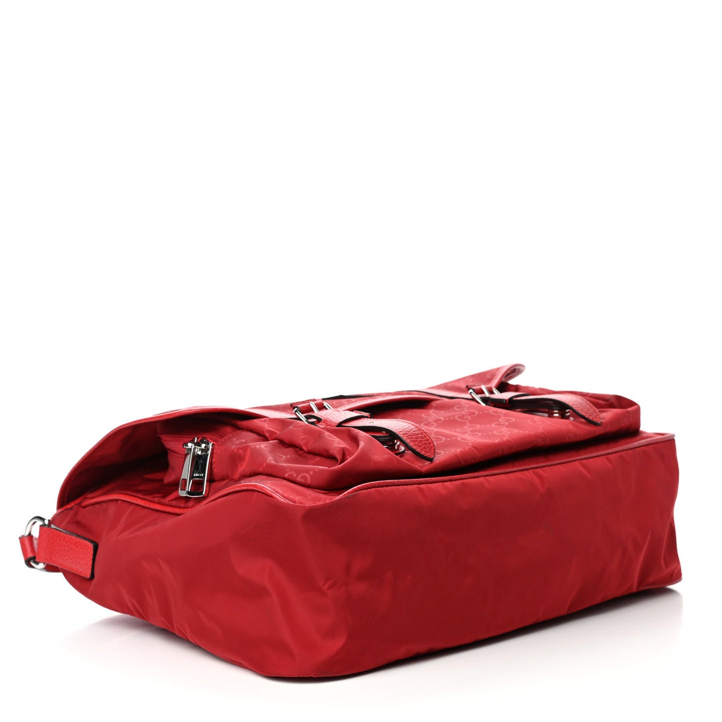 Nylon Monogram Double Buckle Flap Messenger Bag Vibrant Red