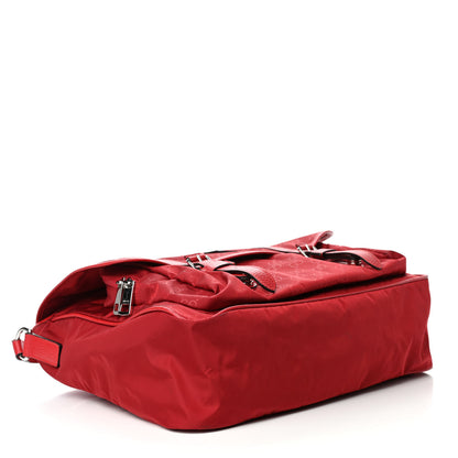 Gucci Nylon Monogram Double Buckle Flap Messenger Bag Vibrant Red 3 of 4