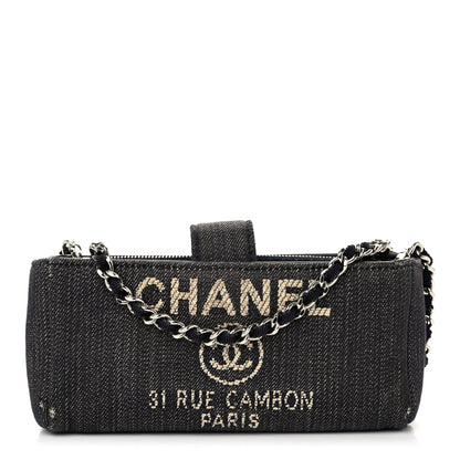 Chanel Canvas Deauville Phone Holder Crossbody Dark Blue 1 of 14