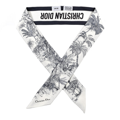 Christian Dior Silk Toile De Jouy Mitzah Scarf White 1 of 3