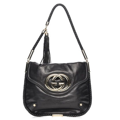 Gucci Calfskin Medium Britt Tassel Shoulder Bag Black 1 of 9