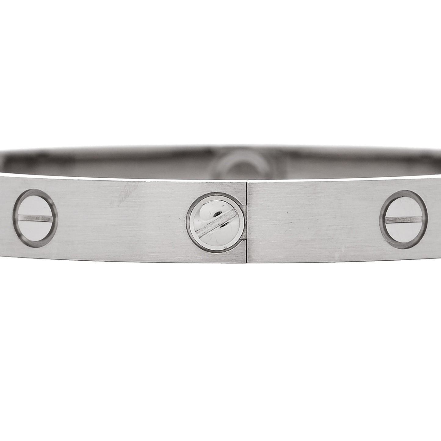 18K White Gold Brushed Finish LOVE Bracelet 17