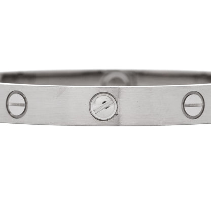 Cartier 18K White Gold Brushed Finish LOVE Bracelet 17 5 of 9