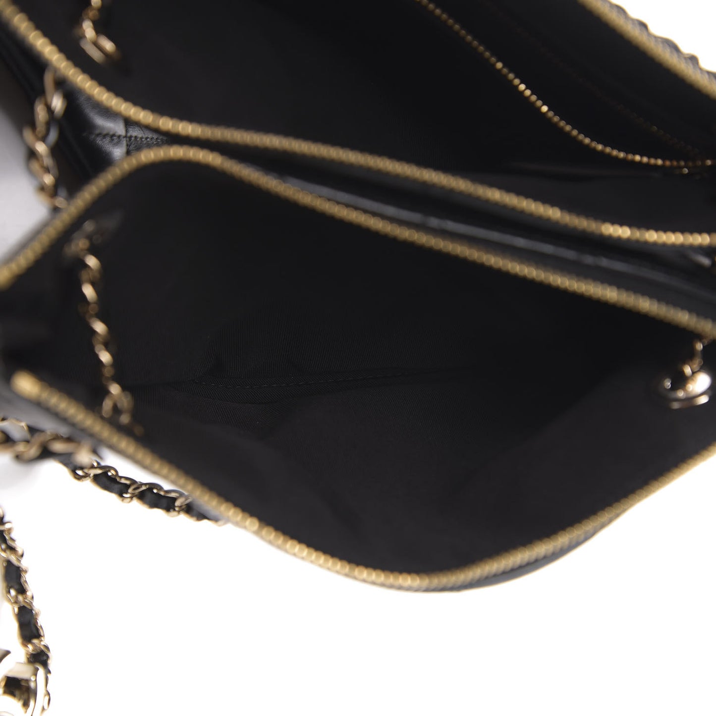 Shiny Lambskin Quilted Medium Double Case With Strap Black