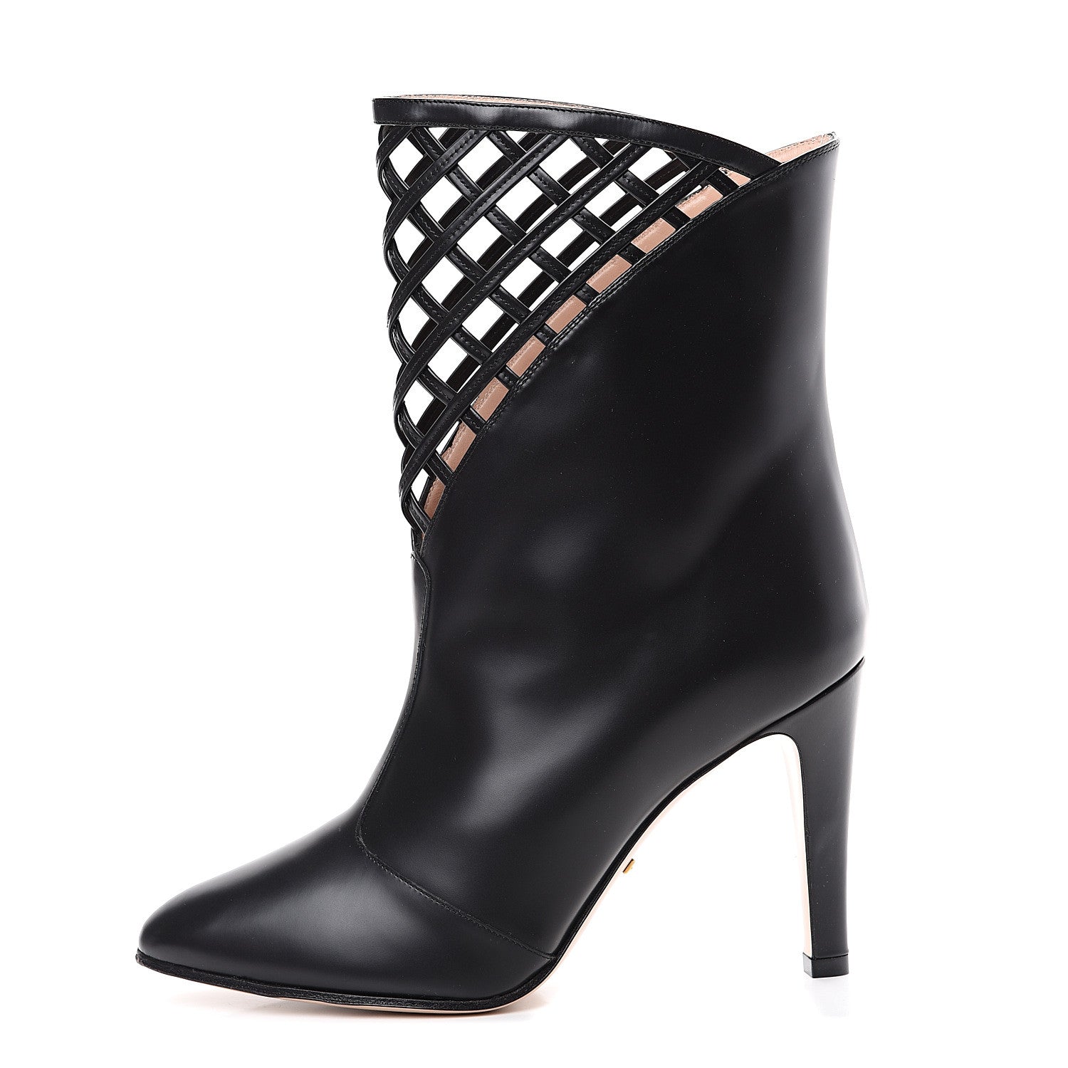 Gucci Plume Calfskin Damir Lattice Cutout Boots 38.5 Black 1 of 8