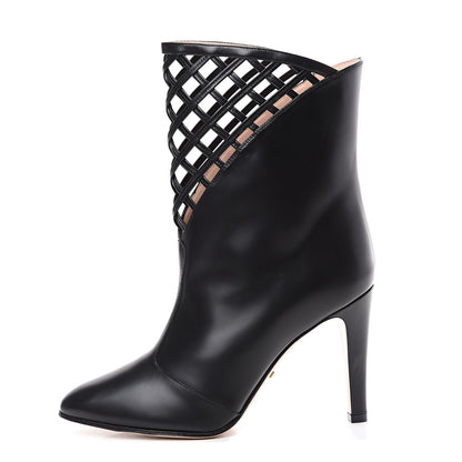 Gucci Plume Calfskin Damir Lattice Cutout Boots 38.5 Black 1 of 8