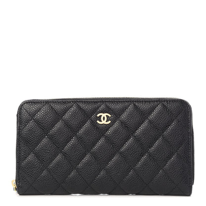 Chanel Caviar Quilted Large Gusset Zip Around Wallet Black 1 of 11
